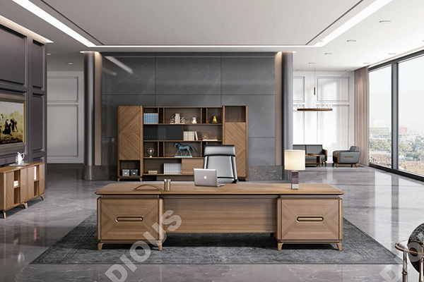 新品-北欧系列-轻奢板木总裁办公桌-迪欧家具
